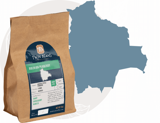 Bag of Bolivian Peaberry coffee beans