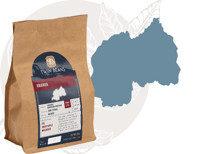 Bag of medium roast rwanda coffee beans