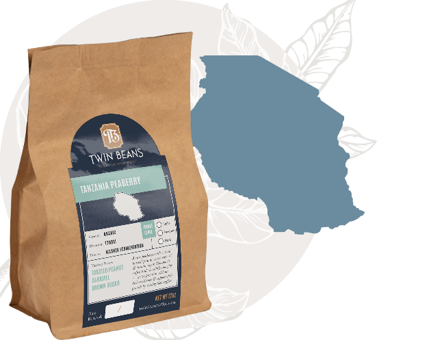 Bag of Tanzania Peaberry coffee beans